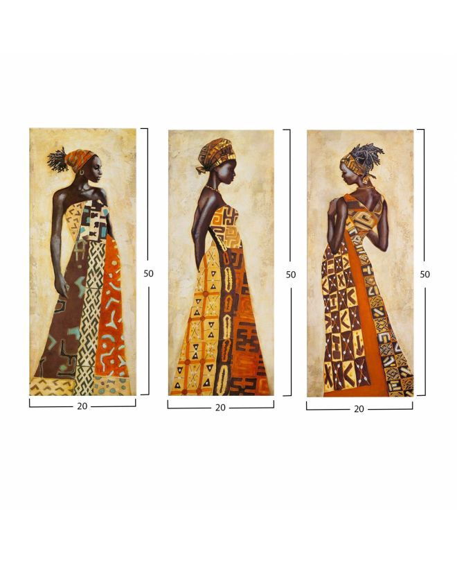 ΠΙΝΑΚΑΣ ΤΡΙΠΤΥΧΟ MDF AFRICAL STYLE WOMEN HM7204.03 60X0,3X50 εκ.