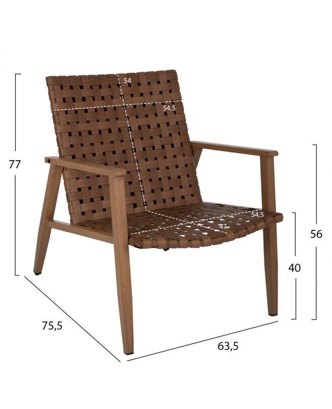 ΠΟΛΥΘΡΟΝΑ ΜΕΤΑΛΛΟ ΟΨΗ ΞΥΛΟΥ & RATTAN ΔΕΡΜΑ-LOOK 63,5x75,5x77εκ.HM5868.01