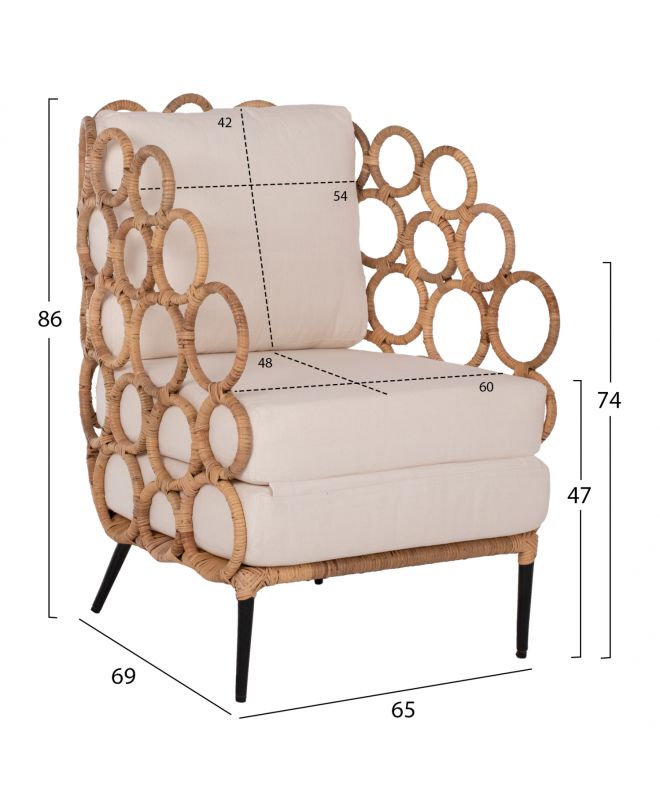ΠΟΛΥΘΡΟΝΑ HM9341 ΑΠΟ RATTAN-ΜΕΤΑΛΛΟ ΦΥΣΙΚΟ ΧΡΩΜΑ 65x69x86 εκ.
