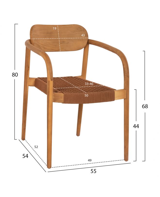 ΠΟΛΥΘΡΟΝΑ OSLO HM9636.01 ΞΥΛΟ TEAK ΦΥΣΙΚΟ & ΜΠΕΖ ΣΧΟΙΝΙ 55x54x80Y εκ.