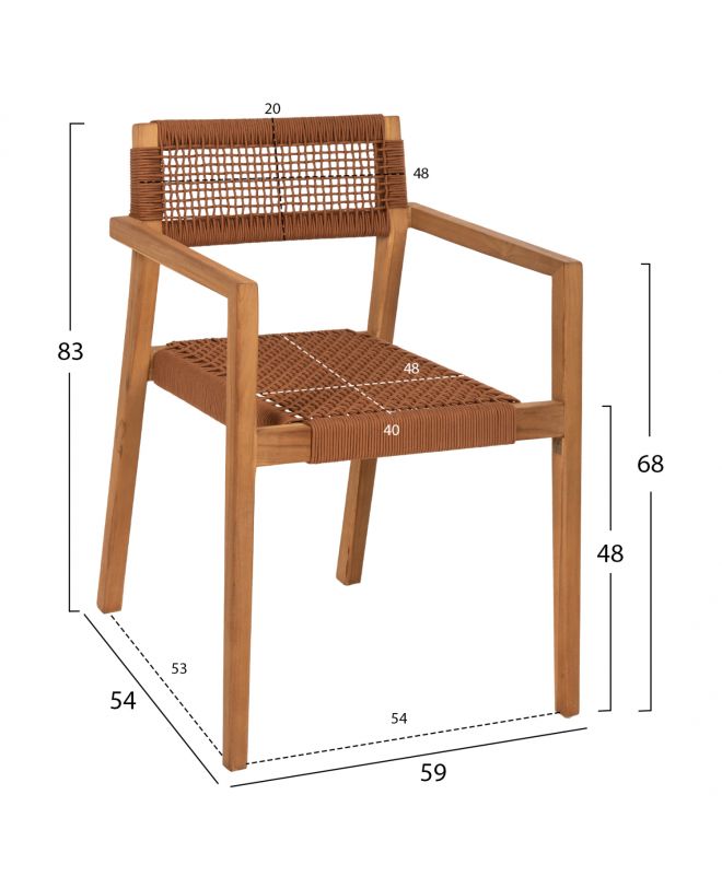 ΠΟΛΥΘΡΟΝΑ CHARLOTTE HM9637.01 ΞΥΛΟ TEAK ΦΥΣΙΚΟ & ΜΠΕΖ ΣΧΟΙΝΙ 59x54x83Y εκ.