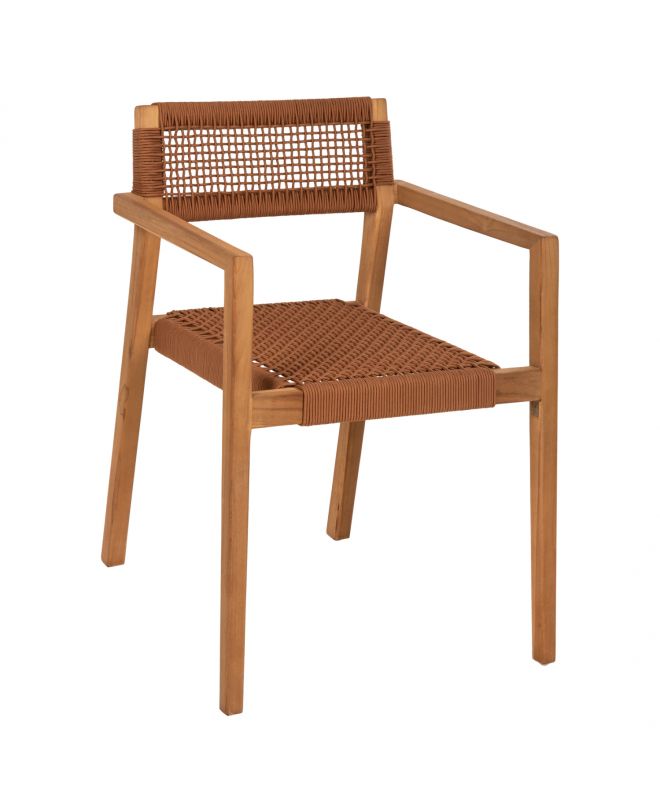 ΠΟΛΥΘΡΟΝΑ CHARLOTTE HM9637.01 ΞΥΛΟ TEAK ΦΥΣΙΚΟ & ΜΠΕΖ ΣΧΟΙΝΙ 59x54x83Y εκ.
