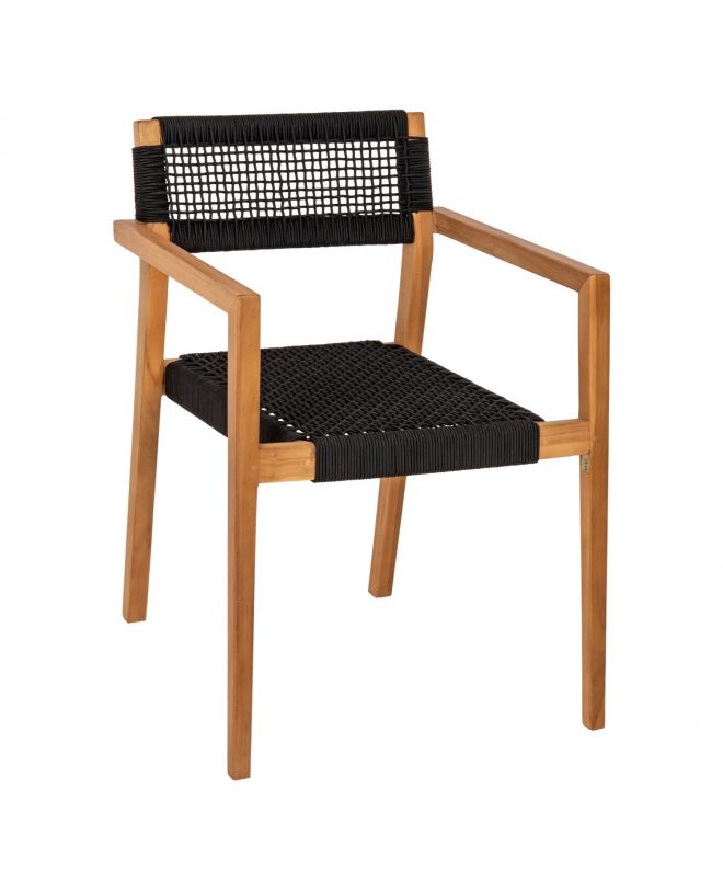 ΠΟΛΥΘΡΟΝΑ CHARLOTTE HM9637.02 ΞΥΛΟ TEAK ΦΥΣΙΚΟ & ΜΑΥΡΟ ΣΧΟΙΝΙ 59x54x83Y εκ.