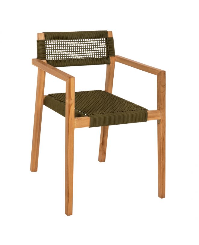 ΠΟΛΥΘΡΟΝΑ CHARLOTTE HM9637.05 ΞΥΛΟ TEAK ΦΥΣΙΚΟ & ΠΡΑΣΙΝΟ ΣΧΟΙΝΙ 59x54x83Y εκ.