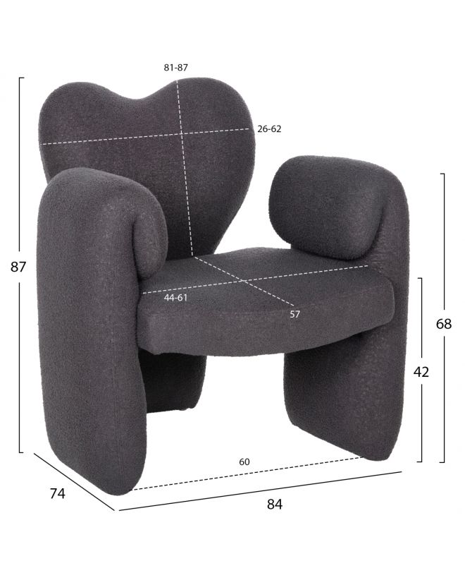 ΠΟΛΥΘΡΟΝΑ HARTT HM9777.01 ΓΚΡΙ TEDDY ΥΦΑΣΜΑ 84x74x87Yεκ.