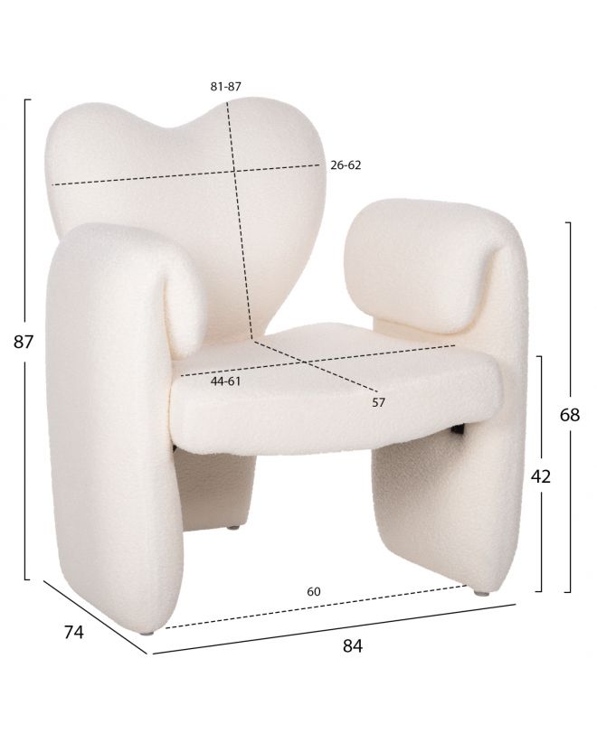 ΠΟΛΥΘΡΟΝΑ HARTT HM9777.05 ΛΕΥΚΟ TEDDY ΥΦΑΣΜΑ 84x74x87Yεκ.