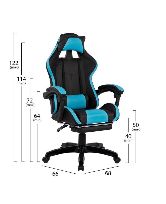 ΠΟΛΥΘΡΟΝΑ GAMING ΜΕ ΥΠΟΠΟΔΙΟ HM1132.08 ΣΕ ΧΡΩΜΑ ΜΑΥΡΟ-ΓΑΛΑΖΙΟ 68Χ66-100Χ122 ΕΚ