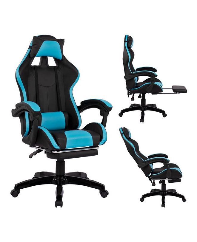 ΠΟΛΥΘΡΟΝΑ GAMING ΜΕ ΥΠΟΠΟΔΙΟ HM1132.08 ΣΕ ΧΡΩΜΑ ΜΑΥΡΟ-ΓΑΛΑΖΙΟ 68Χ66-100Χ122 ΕΚ