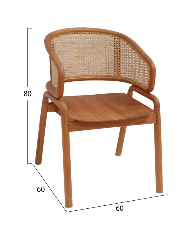ΠΟΛΥΘΡΟΝΑ ΜΑΣΙΦ ΞΥΛΟ ΤEAK & RATTAN ΠΛΑΤΗ ΦΥΣΙΚΟ 56X67X82Υεκ.HM9402.01