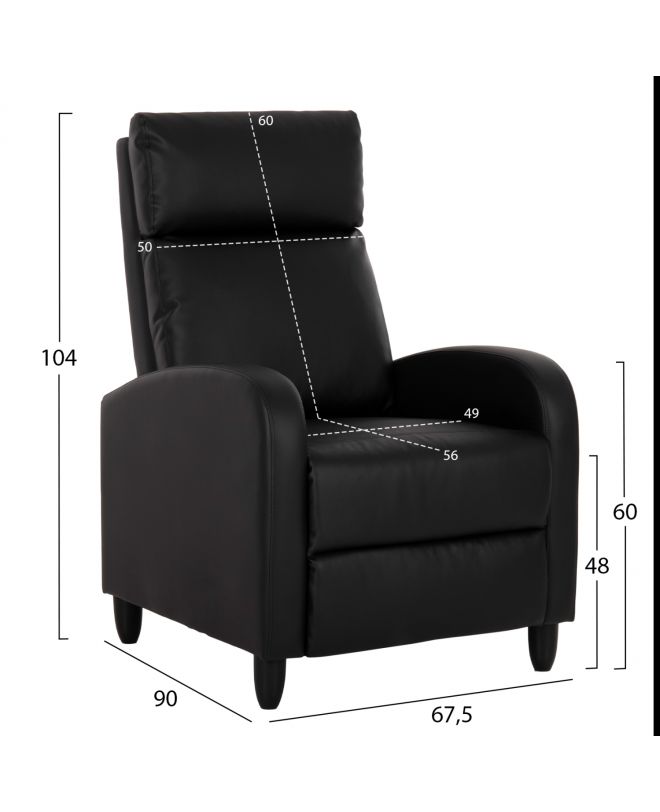 ΠΟΛΥΘΡΟΝΑ RELAX HIBER HM9782.11 ΜΑΥΡΟ PU 67,5x90x104Υ εκ.