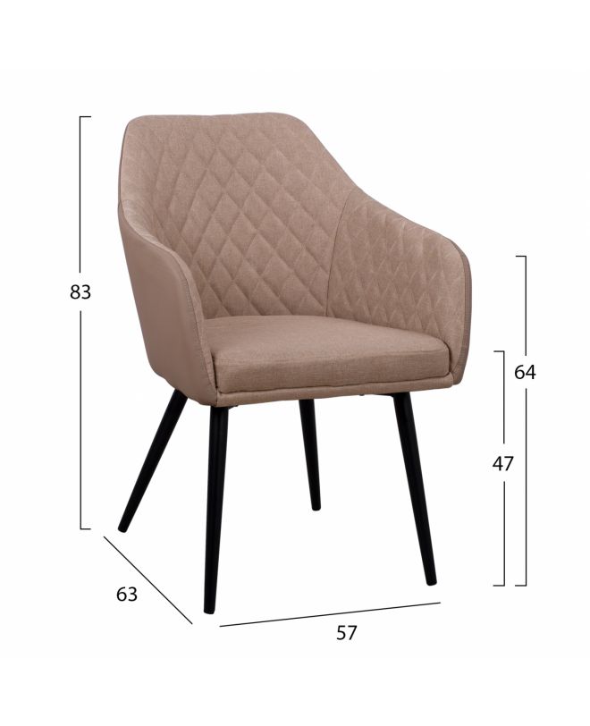 ΠΟΛΥΘΡΟΝΑΚΙ CHARLES HM8522.07 ΜΕ ΥΦΑΣΜΑ ΜΠΕΖ & PU ΜΠΕΖ 57x63x83Υ εκ.
