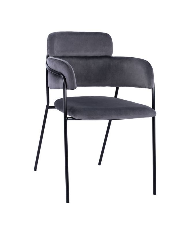 ΠΟΛΥΘΡΟΝΑΚΙ KELSO HM8521.01 ΒΕΛΟΥΔΟ ΣΚΟΥΡΟ ΓΚΡΙ & ΜΑΥΡΟ ΜΕΤΑΛΛΙΚΟ ΣΚΕΛΕΤΟ 52,5x52x80 cm