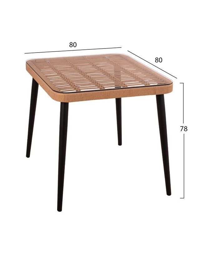 ΣΕΤ 3ΤΜΧ ALLEGRA WICKER ΜΕ ΤΡΑΠΕΖΙ 80X80Χ78Υ ΜΠΕΖ & ΜΑΥΡΟ ΧΡΩΜΑ HM10485