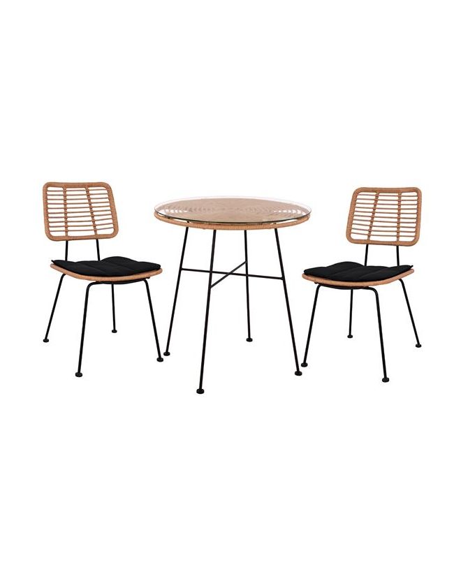 ΣΕΤ 3ΤΜΧ ALLEGRA WICKER ΜΕ ΤΡΑΠΕΖΙ Φ70Χ74Υ ΜΠΕΖ & ΜΑΥΡΟ ΧΡΩΜΑ HM10478