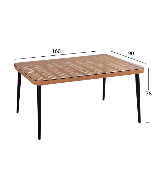 ΣΕΤ 7ΤΜΧ ALLEGRA WICKER ΜΕ ΤΡΑΠΕΖΙ 160X90X78Υ ΜΠΕΖ & ΜΑΥΡΟ ΧΡΩΜΑ HM10495