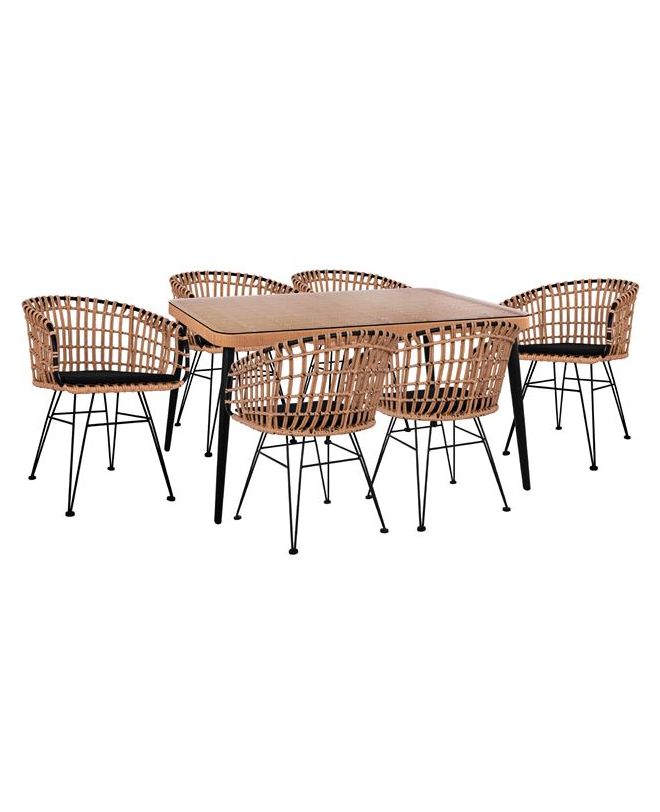 ΣΕΤ 7ΤΜΧ ALLEGRA WICKER ΜΕ ΤΡΑΠΕΖΙ 160X90X78Υ ΜΠΕΖ & ΜΑΥΡΟ ΧΡΩΜΑ HM10496