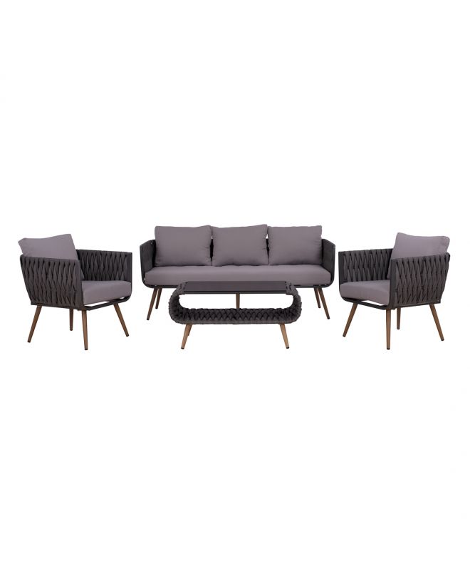 ΣΕΤ ΣΑΛΟΝΙ 4ΤΜΧ ΑΛΟΥΜΙΝΙΟΥ ΜΕ WICKER ΓΚΡΙ HM5282.11