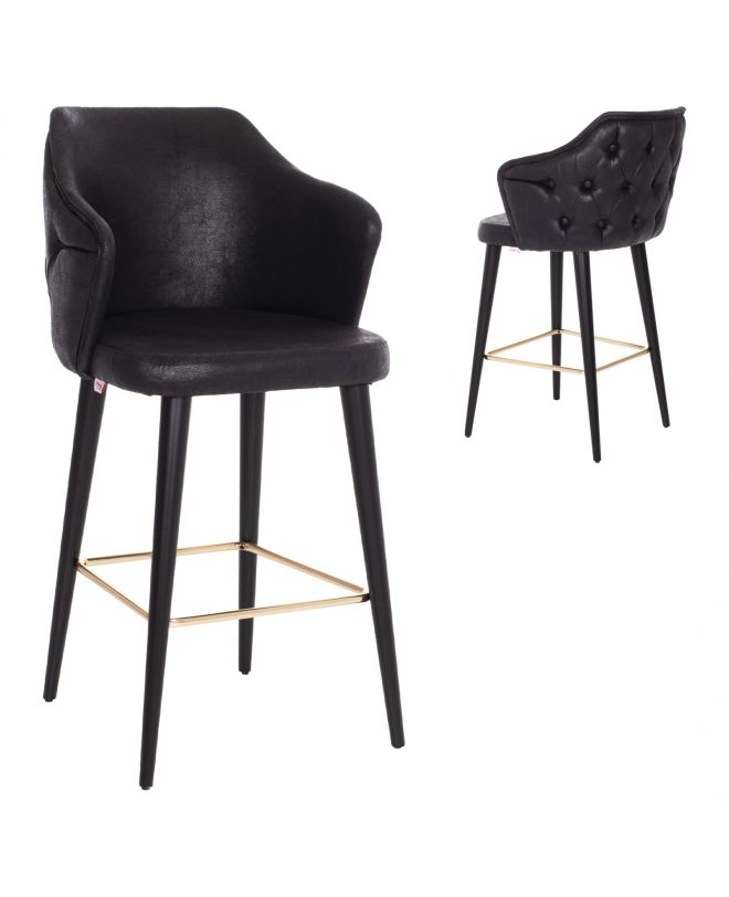 ΣΚΑΜΠΟ BAR ΕΠΑΓΓΕΛΜΑΤΙΚΟ ALONZO HM9281.14 Τ.NUBUCK ΜΑΥΡΟ ΞΥΛΙΝΟ 50x62x108,5Υεκ.