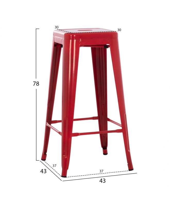 ΣΚΑΜΠΟ BAR ΜΕΤΑΛΛΙΚΟ MELITA ΣΕ ΚΟΚΚΙΝΟ HM8642.04 43x43x78 εκ.