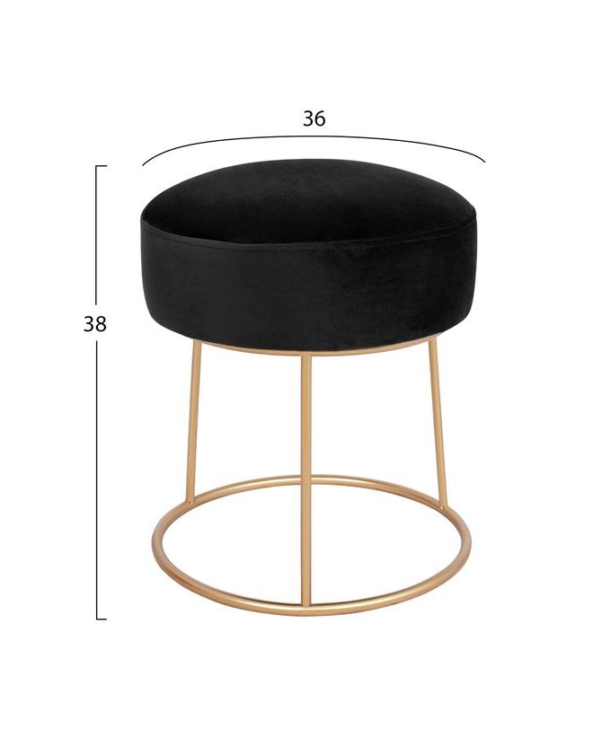 ΣΚΑΜΠΟ KARLO ΜΑΥΡΟ ΒΕΛΟΥΔΟ ΜΕ ΧΡΥΣΗ ΒΑΣΗ HM8411.04 Φ36x38Υ εκ.