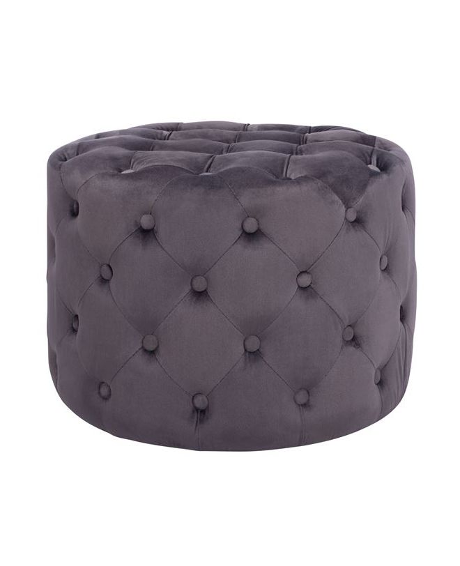 ΣΚΑΜΠΟ KASSIE  ΓΚΡΙ ΒΕΛΟΥΔΟ ΤΥΠΟΥ CHESTERFIELD HM8406.01 Φ60x43Υ εκ.