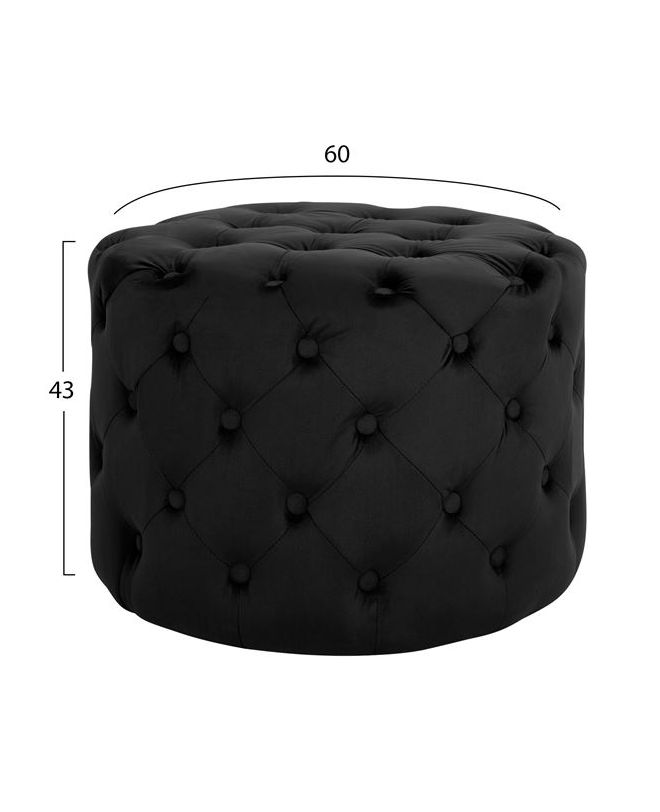 ΣΚΑΜΠΟ KASSIE ΜΑΥΡΟ ΒΕΛΟΥΔΟ ΤΥΠΟΥ CHESTERFIELD HM8406.04 Φ60x43Υ εκ.
