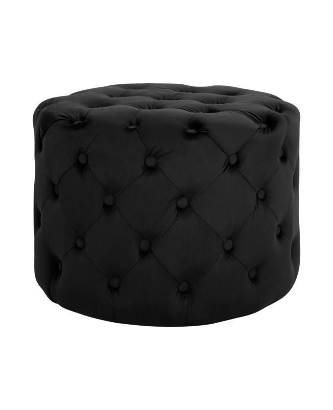 ΣΚΑΜΠΟ KASSIE ΜΑΥΡΟ ΒΕΛΟΥΔΟ ΤΥΠΟΥ CHESTERFIELD HM8406.04 Φ60x43Υ εκ.