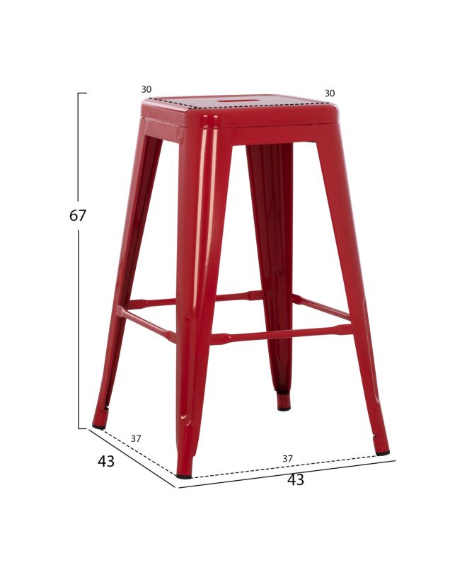 ΣΚΑΜΠΟ ΜΕΣΑΙΟΥ ΥΨΟΥΣ ΜΕΤΑΛΛΙΚΟ HM8573.04 MELITA ΣΕ KOKKINO 43x43x67Yεκ.