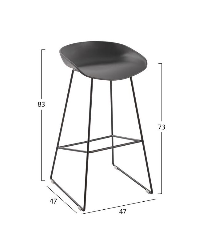 ΣΚΑΜΠΟ ΜΕΤΑΛΛΙΚΟ HM8450.10 ΜΕ ΚΑΘΙΣΜΑ PP ΓΚΡΙ 47x47x83 εκ.