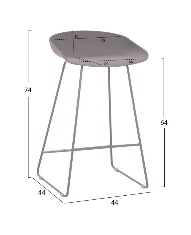 ΣΚΑΜΠΟ ΜΠΑΡ HM9299.10, ΓΚΡΙ, ΜΕΣΑΙΟΥ ΥΨΟΥΣ, 44x44x74 εκ.