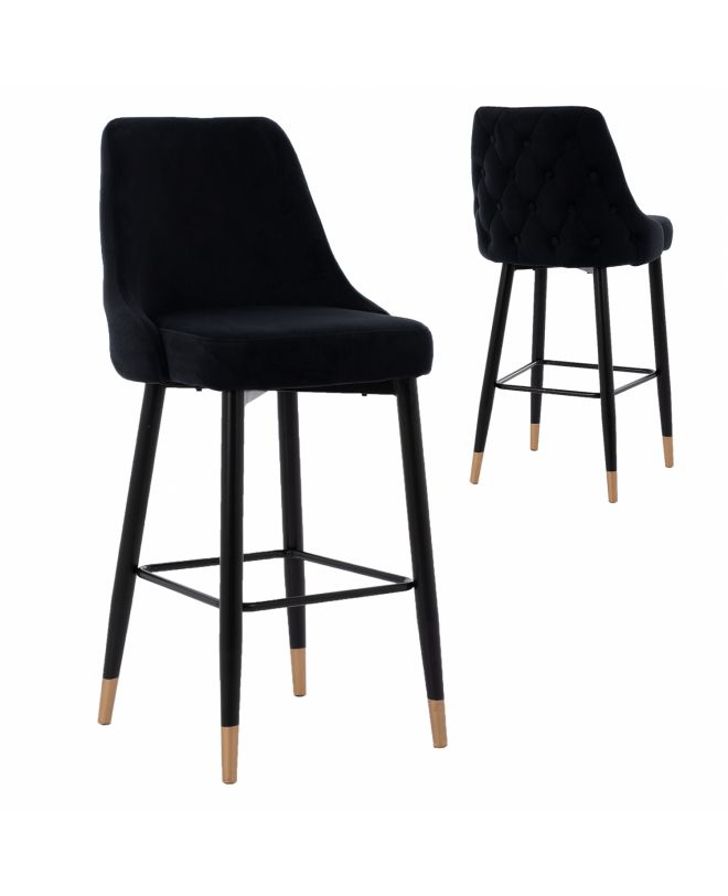 ΣΚΑΜΠΟ ΜΠΑΡ SERENITY HM8519.04 ΒΕΛΟΥΔΟ ΜΑΥΡΟ ΜΕ ΜΕΤΑΛΛΙΚΟ ΣΚΕΛΕΤΟ 53x48x110 εκ.