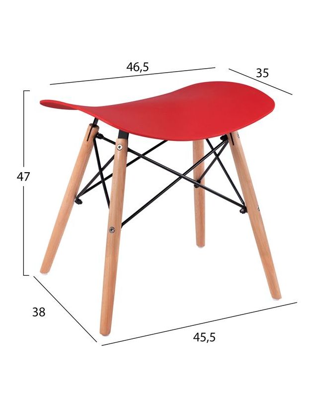 ΣΚΑΜΠΩ ΞΥΛΙΝΑ ΠΟΔΙΑ ΤΟΝΙΑ HM0109.04 KOKKINO 46,5x35x47 εκ.