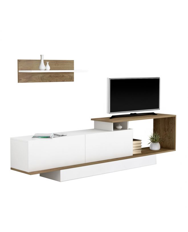 ΣΥΝΘΕΤΟ ΤΗΛΕΟΡΑΣΗΣ GARCELLE HM8904.11 ΜΕΛΑΜΙΝΗ ΣΕ ΦΥΣΙΚΟ-ΛΕΥΚΟ 180x29,6x45Υεκ
