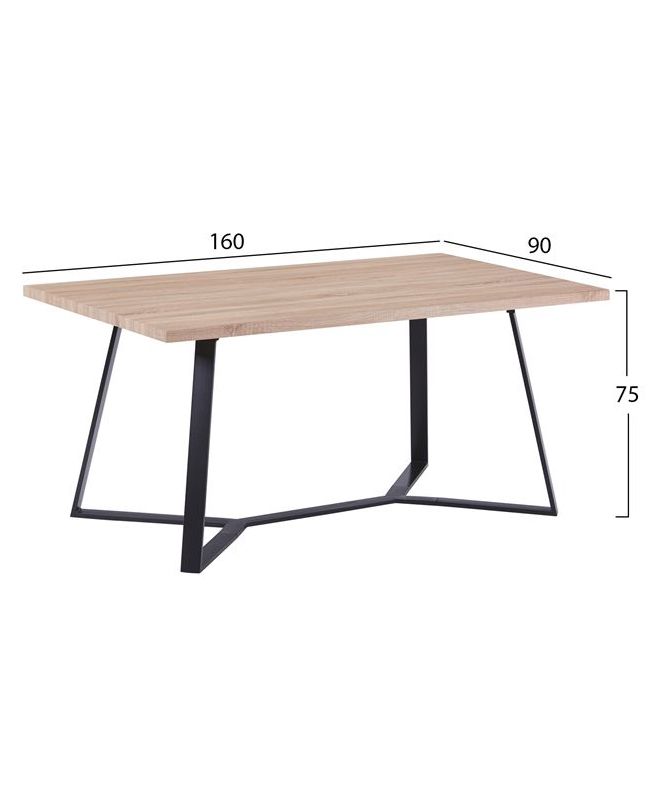 ΤΡΑΠΕΖΙ ALDWIN ΜΕ MDF ΕΠΙΦΑΝΕΙΑ SONAMA & ΜΕΤΑΛΛΙΚΑ ΠΟΔΙΑ HM8551.01 160X90X75Υ εκ.
