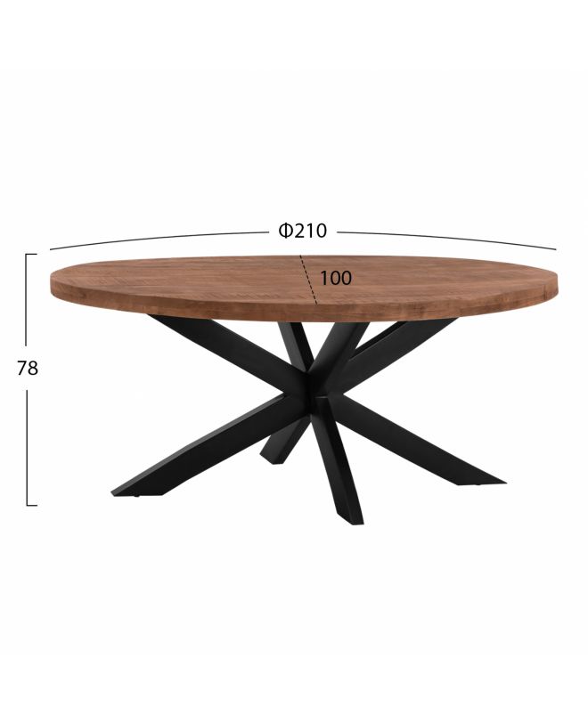 ΤΡΑΠΕΖΙ HM8483.11 OVAL 6εκ. ΠΑΧΟΣ ΑΠΟ ΜΑΣΙΦ ΞΥΛΟ MANGO 210x100x78Υ εκ.