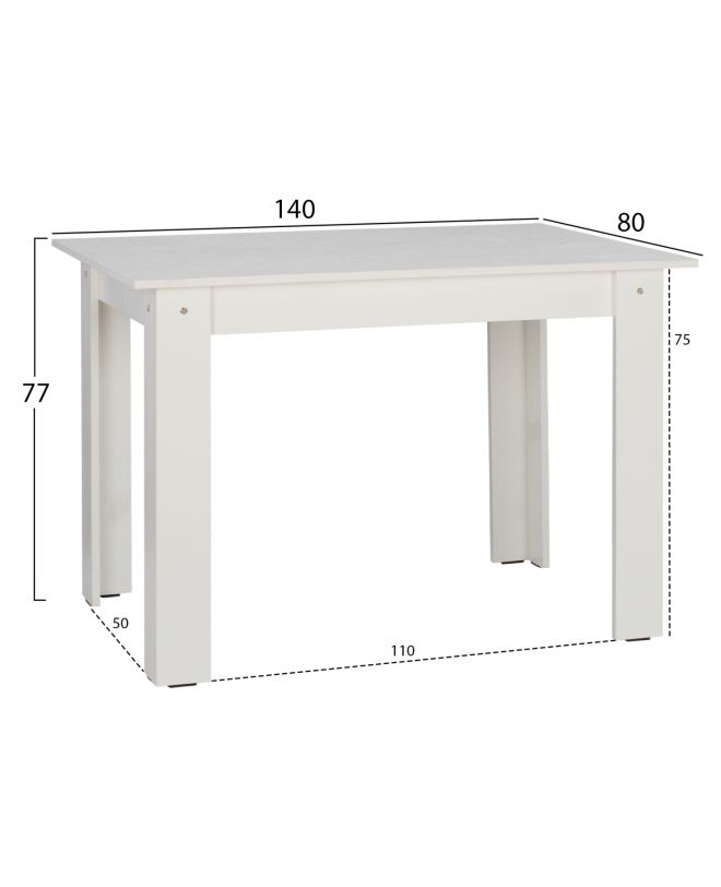 ΤΡΑΠΕΖΙ ΚΟΥΖΙΝΑΣ KELVIN 140x80x77Υεκ. ΛΕΥΚΟ HM2429.03