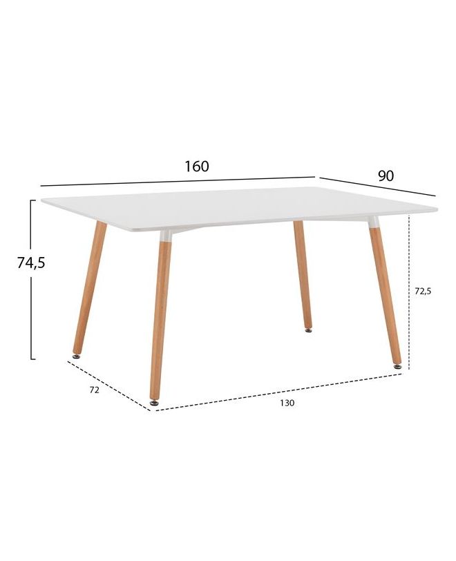 ΤΡΑΠΕΖΙ MINIMAL 160Χ90X74,5Υ εκ. ΛΕΥΚΟ ΜΕ ΞΥΛΙΝΑ ΠΟΔΙΑ ΟΞΙΑ HM8697.01