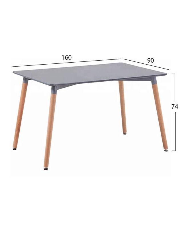 ΤΡΑΠΕΖΙ MINIMAL 160Χ90X74,5Υ εκ. ΓΚΡΙ ΜΕ ΞΥΛΙΝΑ ΠΟΔΙΑ ΟΞΙΑ HM8697.10