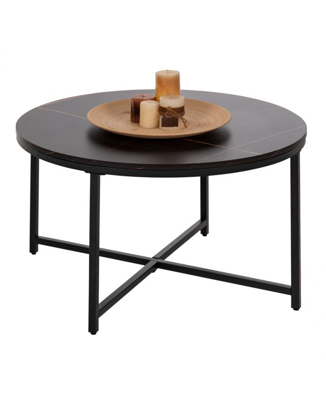 ΤΡΑΠΕΖΙ ΣΑΛΟΝΙΟΥ HM9420.03 BLACK MARBLE ΜΕΛΑΜΙΝΗ-ΜΑΥΡΗ ΜΕΤΑΛΛΙΚΗ ΒΑΣΗ Φ80x48,5Yεκ.