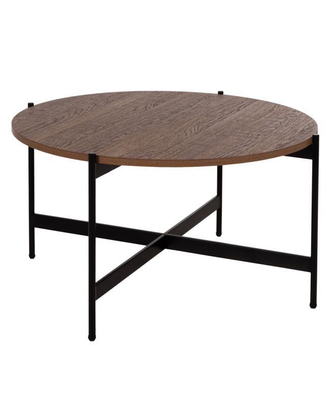 ΤΡΑΠΕΖΙ ΣΑΛΟΝΙΟΥ HM9588.04 MDF ΚΑΡΥΔΙ-ΜΑΥΡΗ ΜΕΤΑΛΛΙΚΗ ΒΑΣΗ Φ80x45Υεκ.