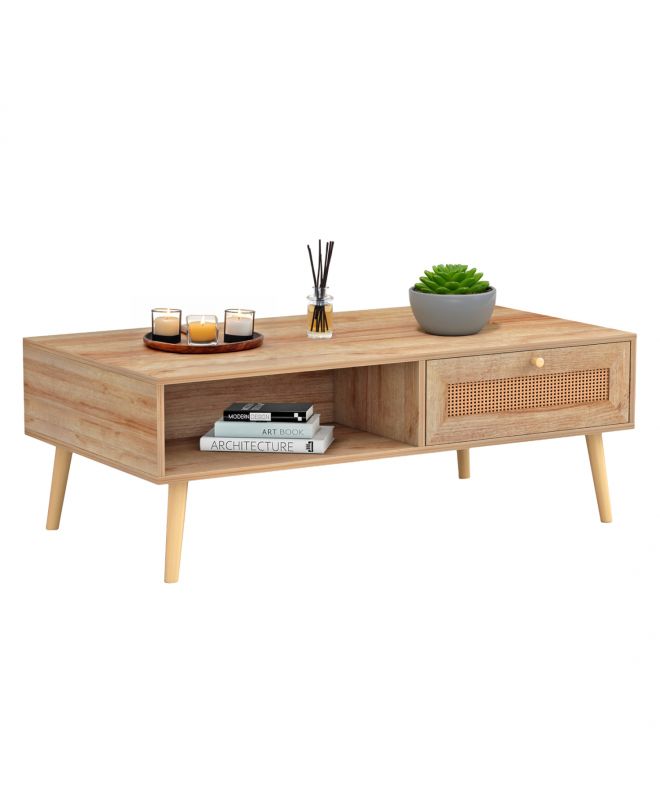 ΤΡΑΠΕΖΙ ΣΑΛΟΝΙΟΥ ΜΕΛΑΜΙΝΗΣ COLM RATTAN HM9224.11 ΣΕ ΦΥΣΙΚΟ ΧΡΩΜΑ 110x59x39,5Yεκ.