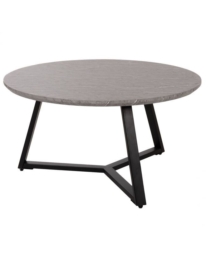 ΤΡΑΠΕΖΙ ΣΑΛΟΝΙΟΥ ΣΤΡΟΓΓΥΛΟ HM9586.02 MDF ΓΚΡΙ ΜΑΡΜΑΡΟ-ΜΑΥΡΗ ΣΑΓΡΕ ΒΑΣΗ Φ80x42Υεκ.