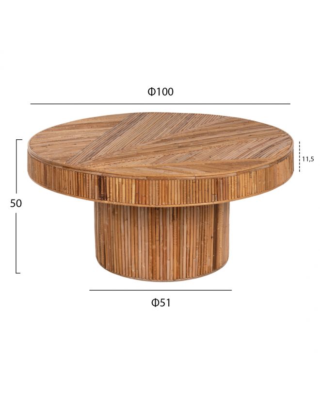 ΤΡΑΠΕΖΙ ΣΑΛΟΝΙΟΥ GATSBY ΣΤΡΟΓΓΥΛΟ HM9651 RATTAN ΧΡΩΜΑ ΦΥΣΙΚΟ Φ100x50Y εκ.