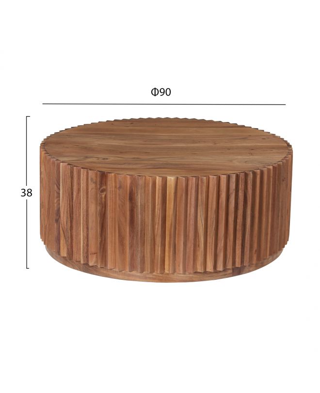 ΤΡΑΠΕΖΙ ΣΑΛΟΝΙΟΥ ΣΤΡΟΓΓΥΛΟ SEDGE HM9695 ΜΑΣΙΦ ΑΚΑΚΙΑ-ΦΥΣΙΚΟ ΧΡΩΜΑ Φ90Χ38Υεκ.