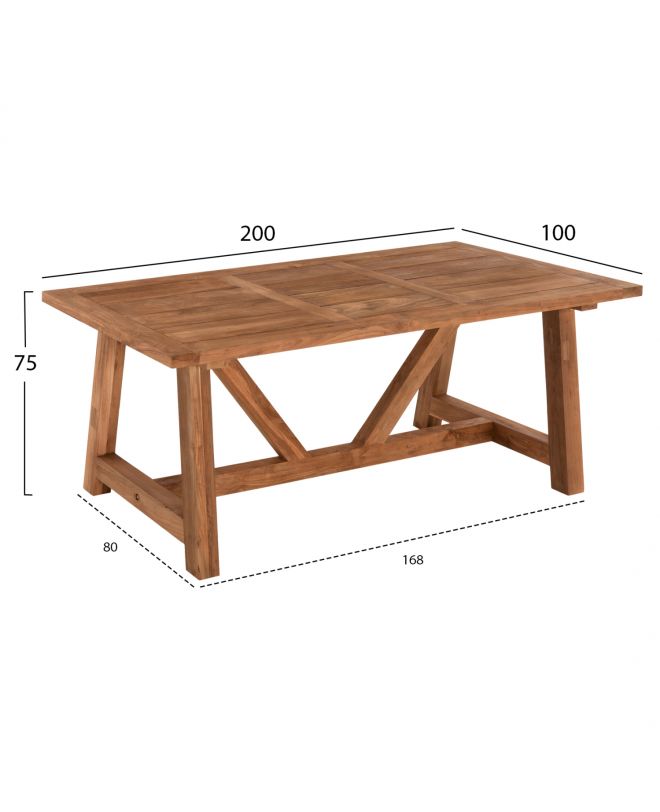 ΤΡΑΠΕΖΙ ΤΡΑΠΕΖΑΡΙΑΣ HM7922 PLUTON RECYCLED TEAK ΣΕ ΦΥΣΙΚΟ ΧΡΩΜΑ 200X100X75Yεκ.