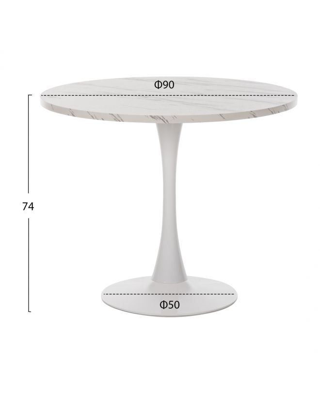 ΤΡΑΠΕΖΙ ΤΡΑΠΕΖΑΡΙΑΣ ΣΤΡΟΓΓΥΛΟ WHITE MARBLE HM9421.01 Φ90x74Y εκ.