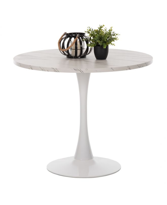 ΤΡΑΠΕΖΙ ΤΡΑΠΕΖΑΡΙΑΣ ΣΤΡΟΓΓΥΛΟ WHITE MARBLE HM9421.01 Φ90x74Y εκ.