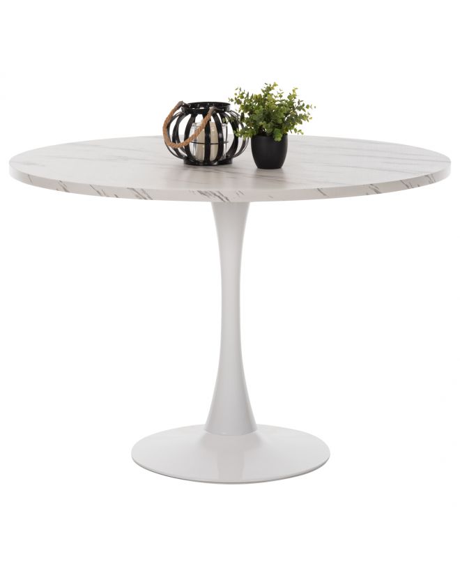 ΤΡΑΠΕΖΙ ΤΡΑΠΕΖΑΡΙΑΣ ΣΤΡΟΓΓΥΛΟ WHITE MARBLE HM9422.01 Φ120x74Yεκ.